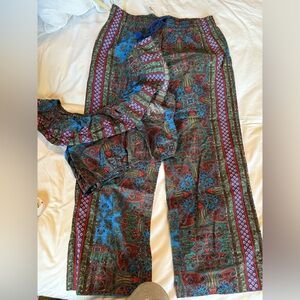 J. Crew Multicolor Patterned Wide-Leg Pants and Top